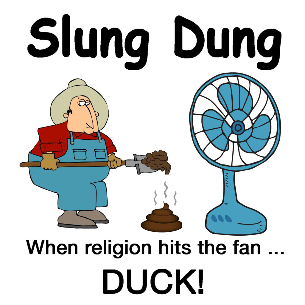 Farmer shoveling dung into a fan